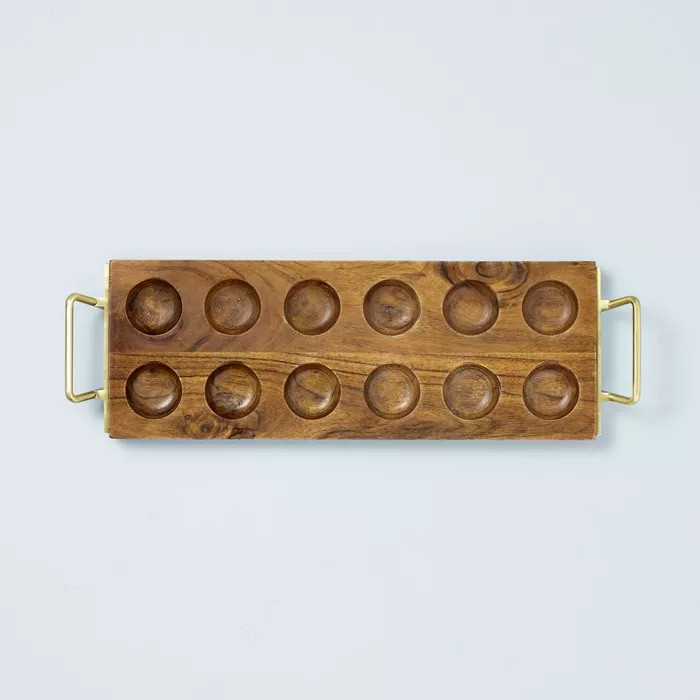 Wood Egg Tray with Metal Handles Brown/Gold - Hearth & Hand™ with Magnolia | Target