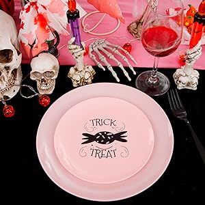 NOCCUR 60PCS Halloween Plates-Pink Plastic Plates-Halloween Plastic Plates-Pink Halloween Plates wit | Amazon (US)