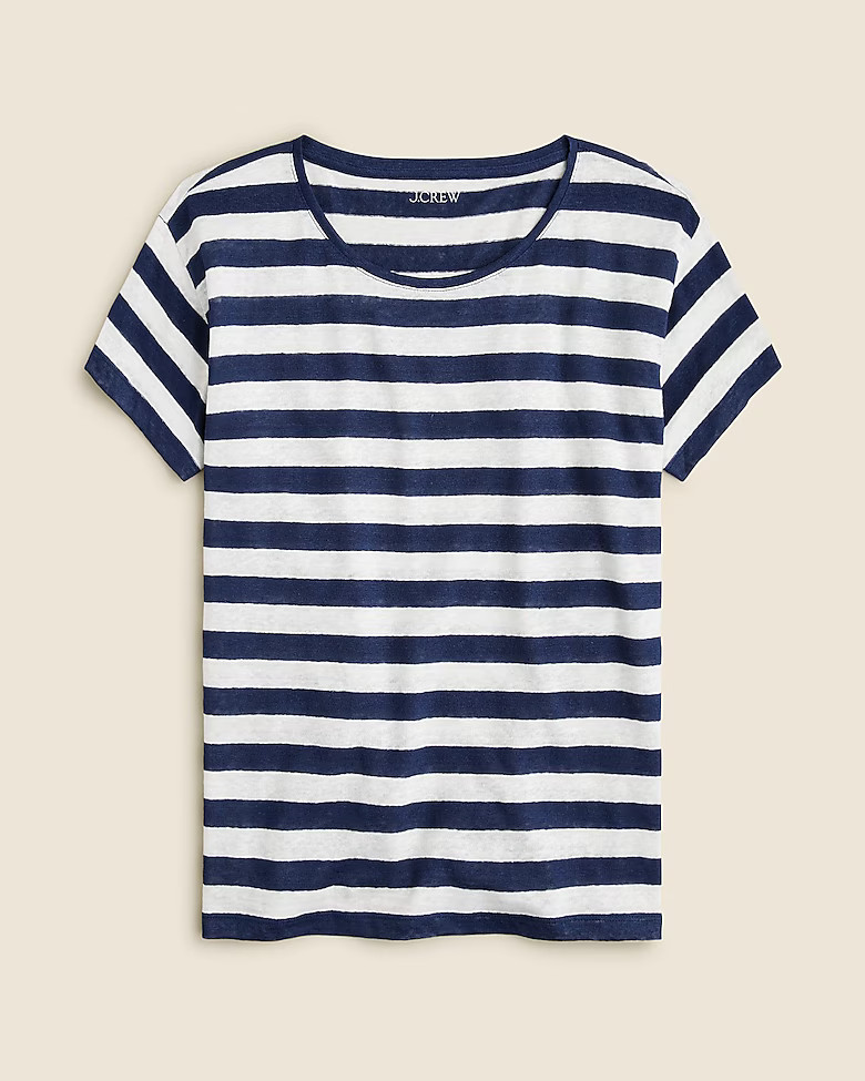 Relaxed linen T-shirt in stripe | J. Crew US