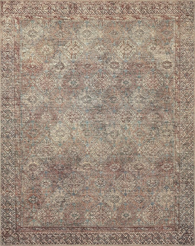 Amber Lewis x Loloi Billie Collection BIL-04 Aqua / Rust 7'6" x 9'6" Area Rug | Amazon (CA)