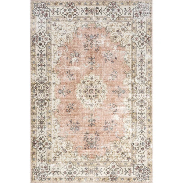 Ren SpinClean Vintage Floral Machine Washable Area Rug | Wayfair North America