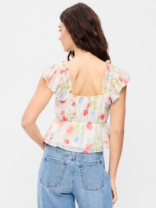 Flutter-Sleeve Fit & Flare Top | Old Navy (US)