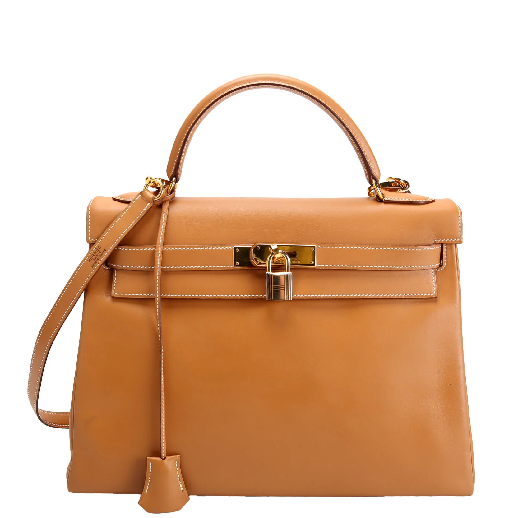 Kelly Retourne 32 Chamonix Leather 1993 Tan/Gold | Keeks Designer Handbags