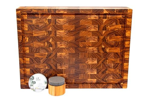 Premium Teak Wood Butcher Block Cutting Board Set - Complete Set with End Grain Board, Wood Wax & Applicator - Ideal Cutting Board Set for Home Cooks & Chefs. Improve your Cooking Experience Today | Amazon (US)