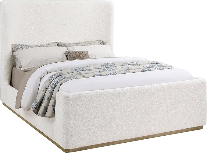 Coaster Home Furnishings Nala Upholstered Queen Wingback Platform Sleigh Bed Cream | Amazon (US)