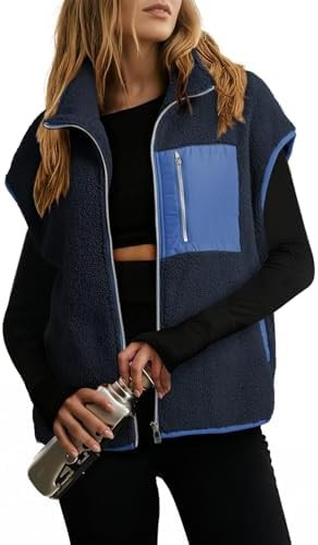Dokotoo Womens Fleece Jacket Vest Sleeveless Fuzzy Sherpa Jackets Zip Up Oversized Casual Coats F... | Amazon (US)