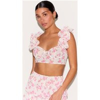 Petite Floral Ruffle Crop Top | PrettyLittleThing US