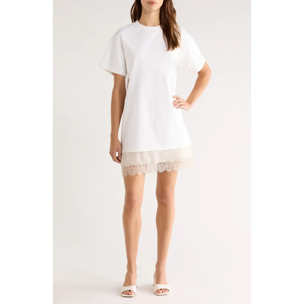 STAUD Grier Lace Trim Dress in Ivory at Nordstrom, Size Medium | Nordstrom