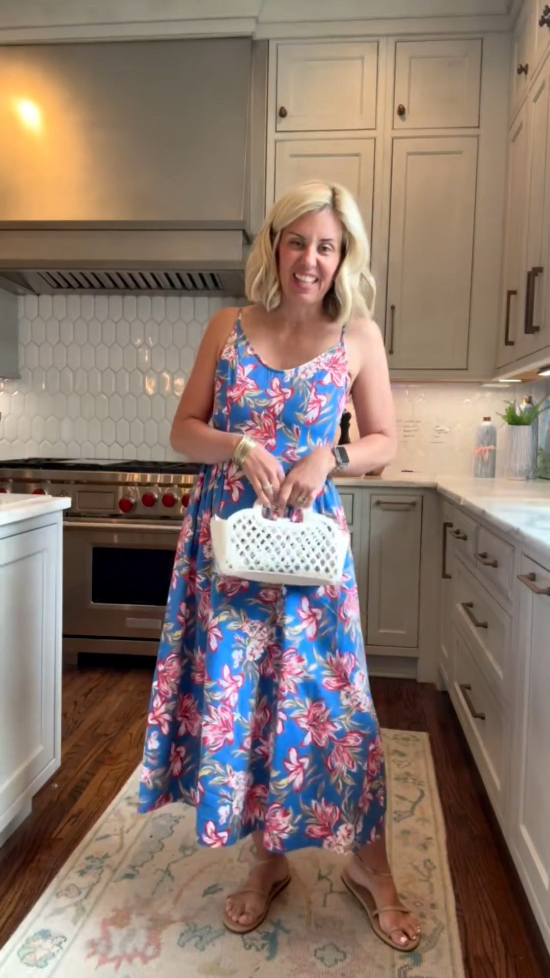 Oh this print is so good y’all! I have the pants in this print and this dress is so so good! 
Dress - xs
Sandal - 8 tts ￼

*Use code SUMMER for 30% off my bangles ￼

#LTKSeasonal #LTKOver40 #LTKdayinmylife