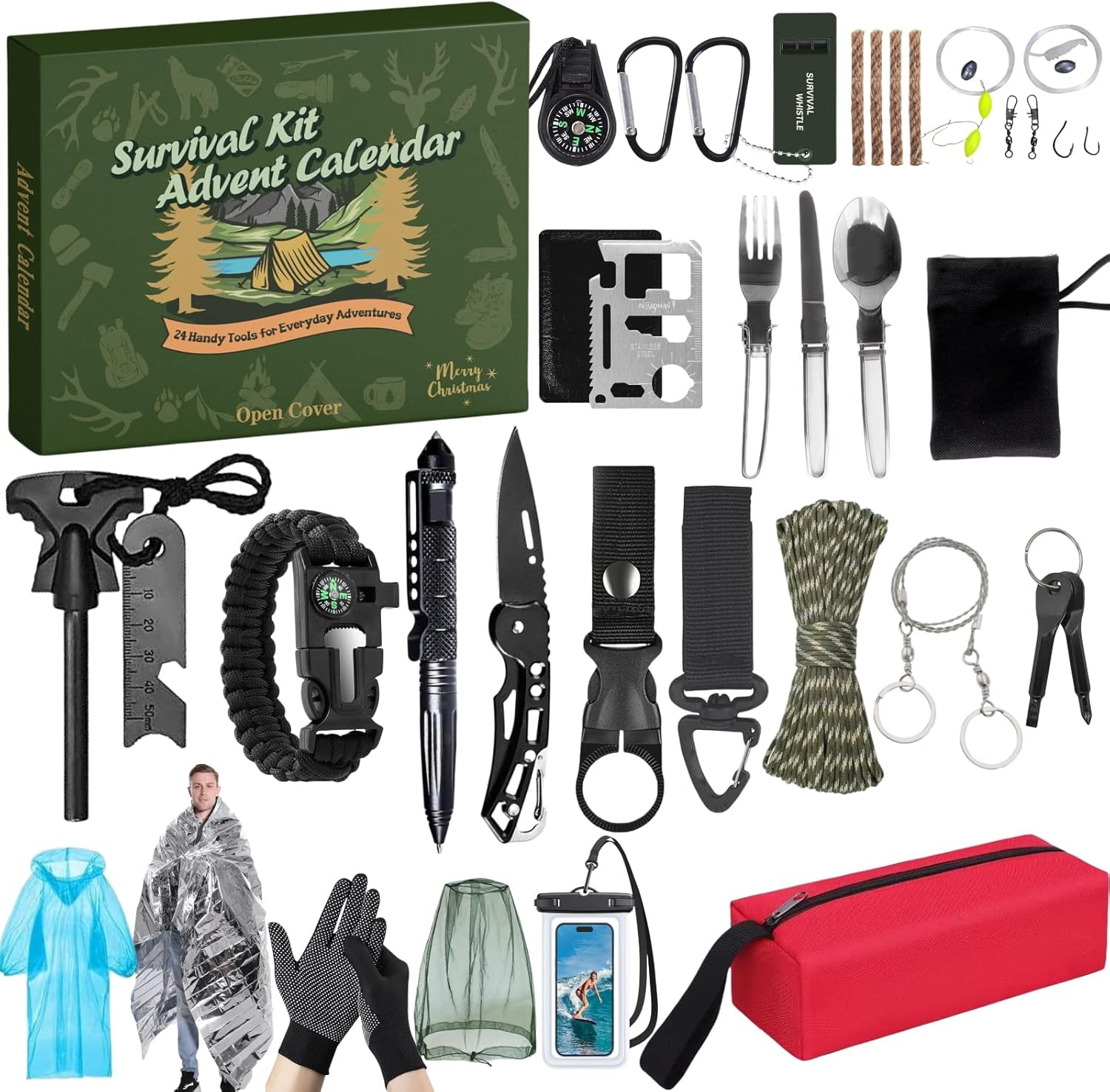 Survival Kit Advent Calendar for Men 2025, 24-Day Christmas Countdown with Outdoor Tools, for Men | Amazon (US)