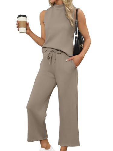 Two Piece Sets for Women Summer Casual Wide Leg Crop Pants Vacation Travel Outfits Matching Sets Women Clothing Old Money Lounge Cap Sleeve Tops Set XXL | Amazon (US)