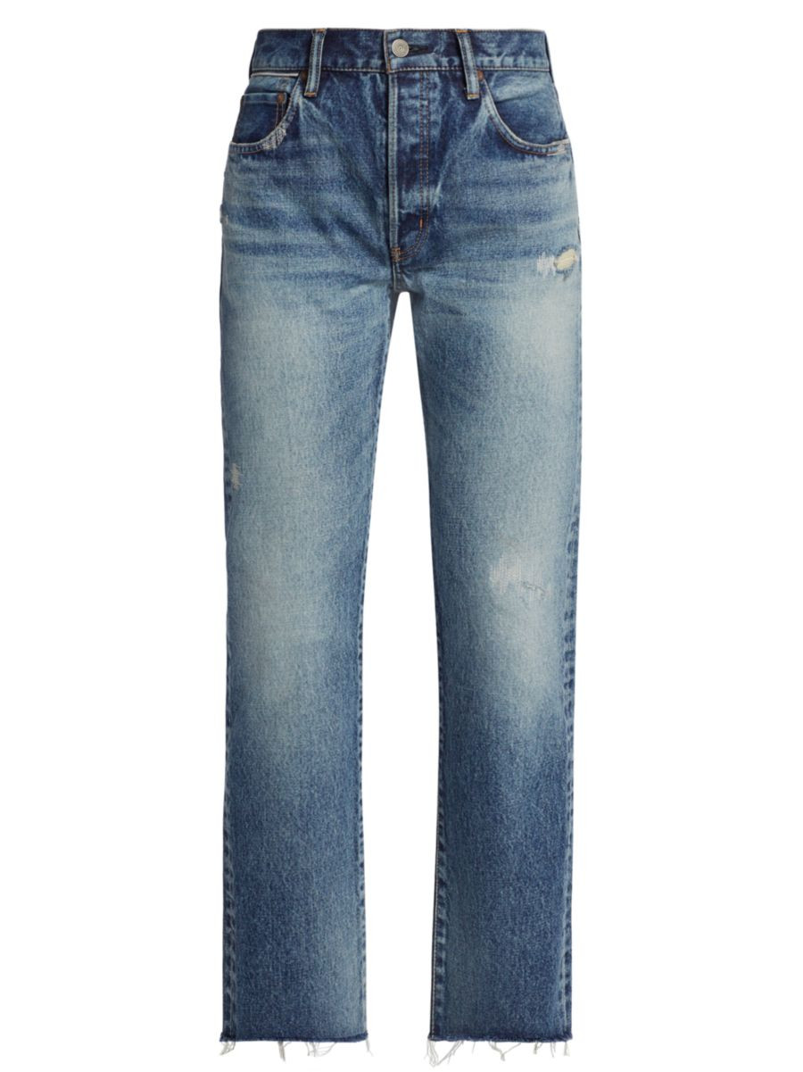 Sundown High-Rise Distressed Straight-Leg Jeans | Saks Fifth Avenue
