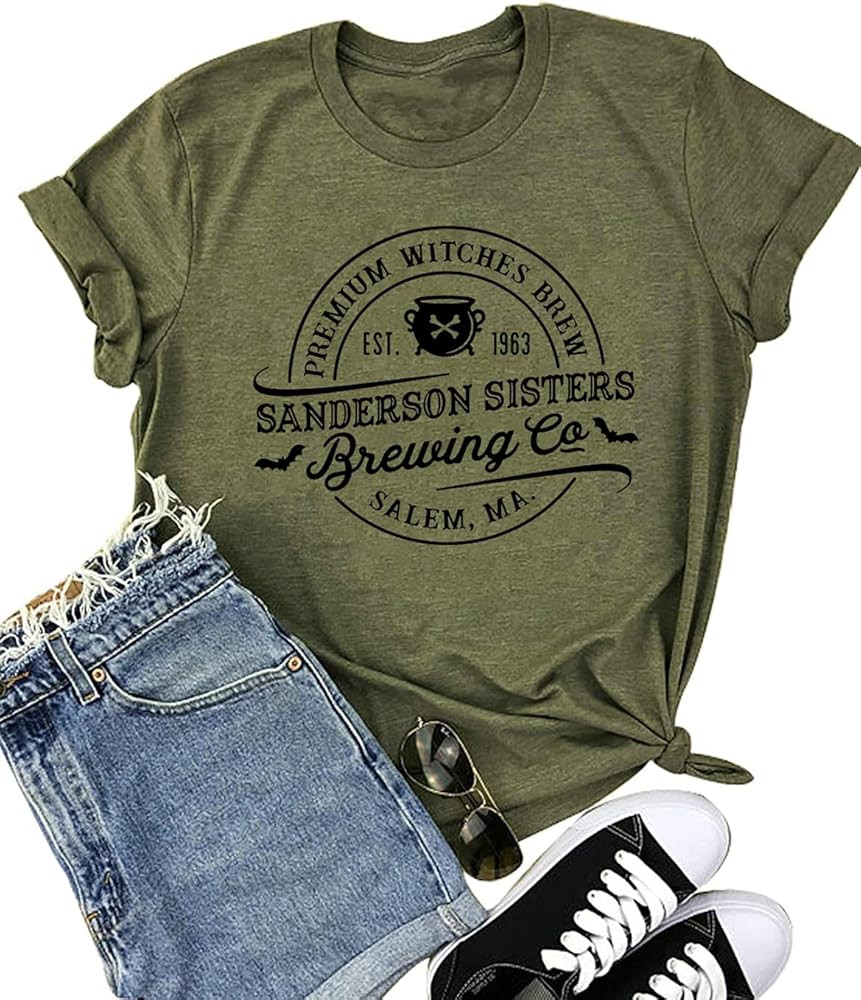 Sanderson Sisters Shirt Womens Funny Halloween Tshirt Fall Tee Tops | Amazon (US)