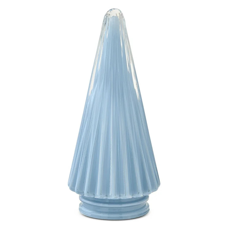 Glass Cone Christmas Tree Tabletop Decoration, Blue, 6", by Holiday Time | Walmart (US)