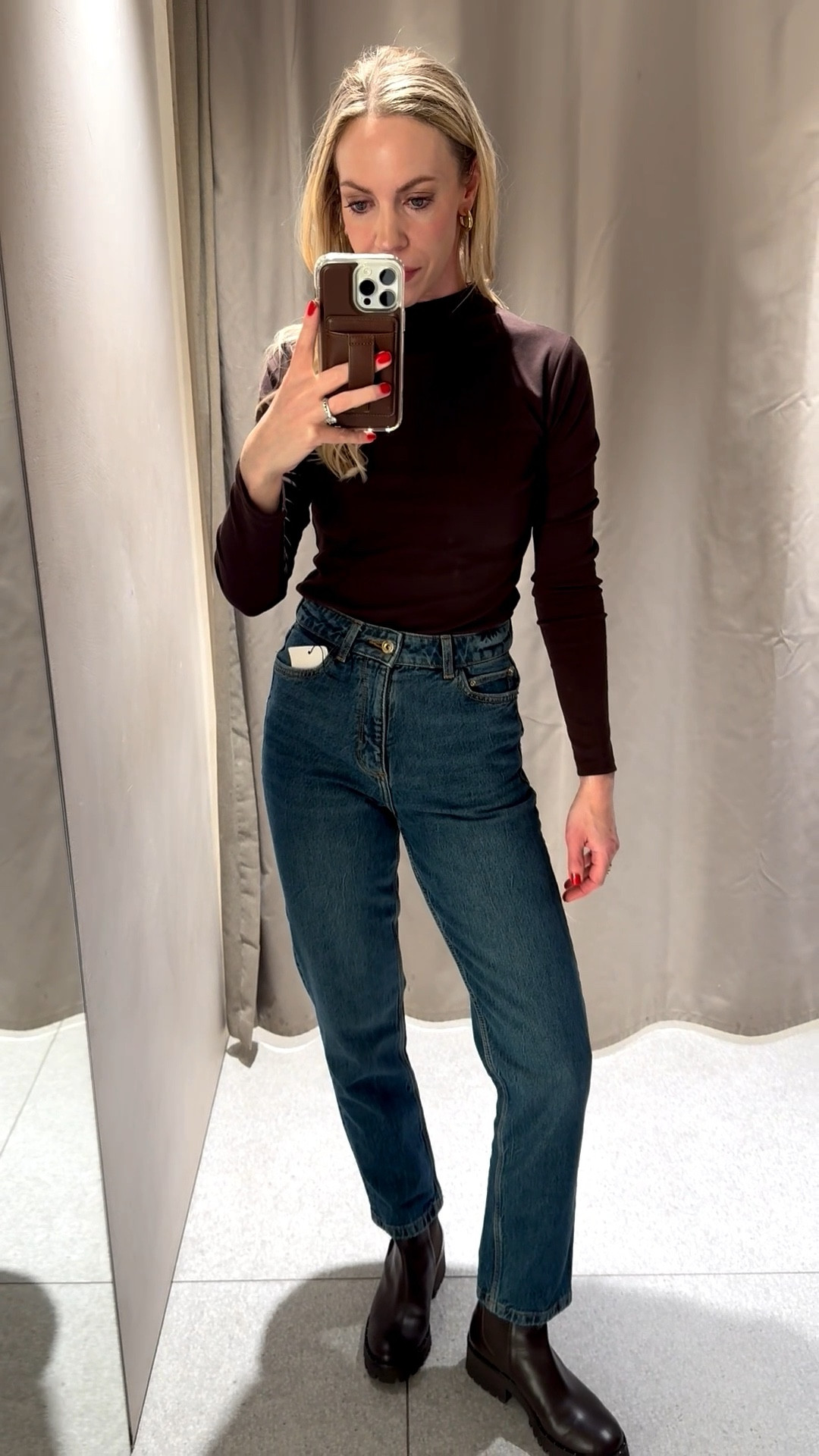 Zara mockneck tee (under $30) and mom jeans (under $50) - these jeans have a touch of stretch for comfort and go with any type of shoe 👌🏻

#LTKOver40 #LTKFindsUnder50 #LTKSeasonal