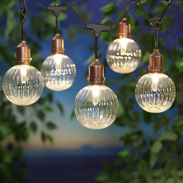 Better Homes & Gardens 10-Count Warm White LED Ribbed Outdoor String Lights | Walmart (US)