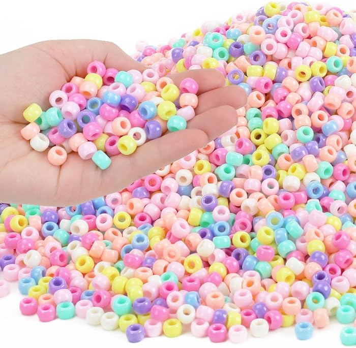 IOOLEEM 4000pcs Macaron Candy Colors Pony Beads, Beads for Crafts, Hair Beads, Beading Supplies, ... | Amazon (US)