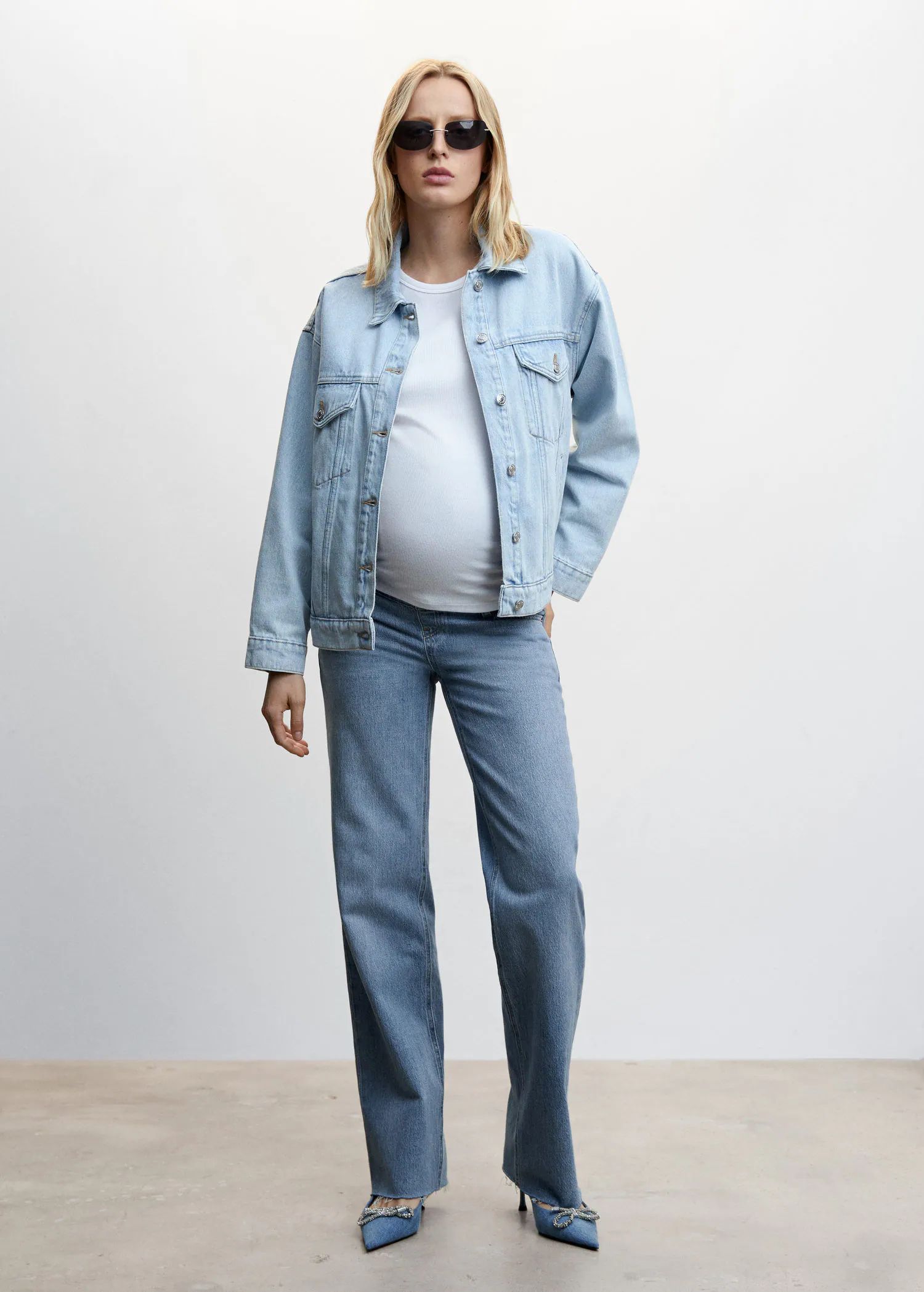 Maternity wideleg jeans -  Women | Mango United Kingdom | MANGO (UK)