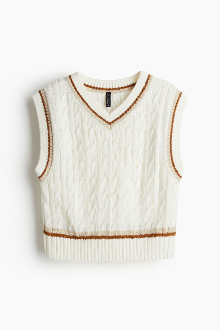 H & M - Cable-knit Sweater Vest - White | H&M (US + CA)