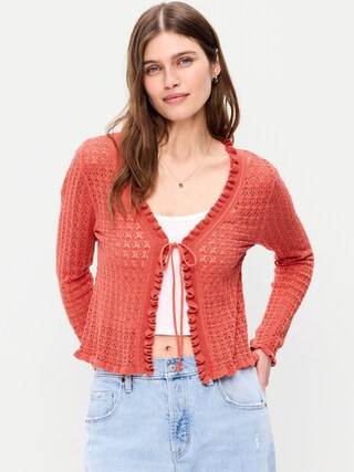 Seaside Cotton Tie-Front Cropped Cardigan | Old Navy (US)