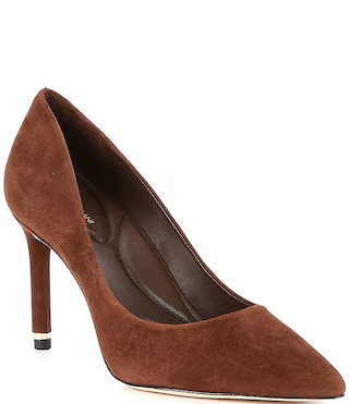 Kara Kid Suede Leather Classic Pointed Toe Pumps | Dillard's