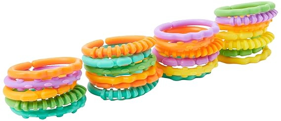 Bright Starts Lots of Links Rings - for Stroller or Carrier Seat - BPA-Free 24 Pcs, Ages 0 Months... | Amazon (US)