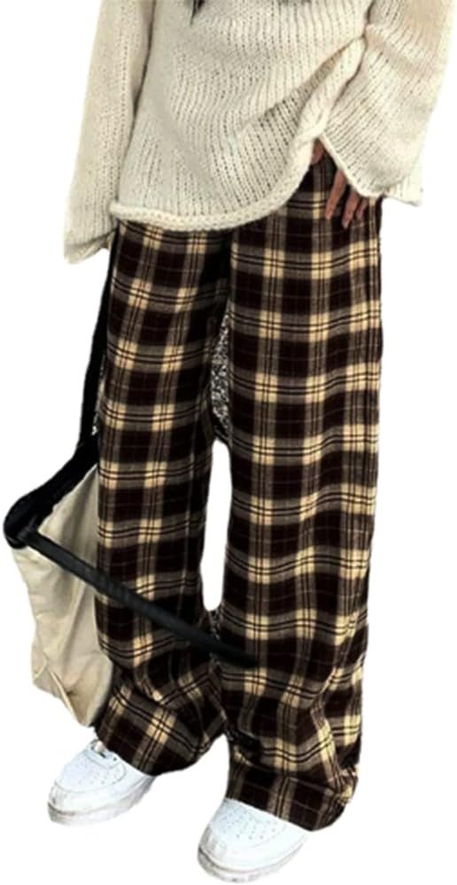 Plaid Pants for Women Goth Pants Alt Pants Baggy Pants for Women Alt Clothing Alternative Clothin... | Amazon (US)