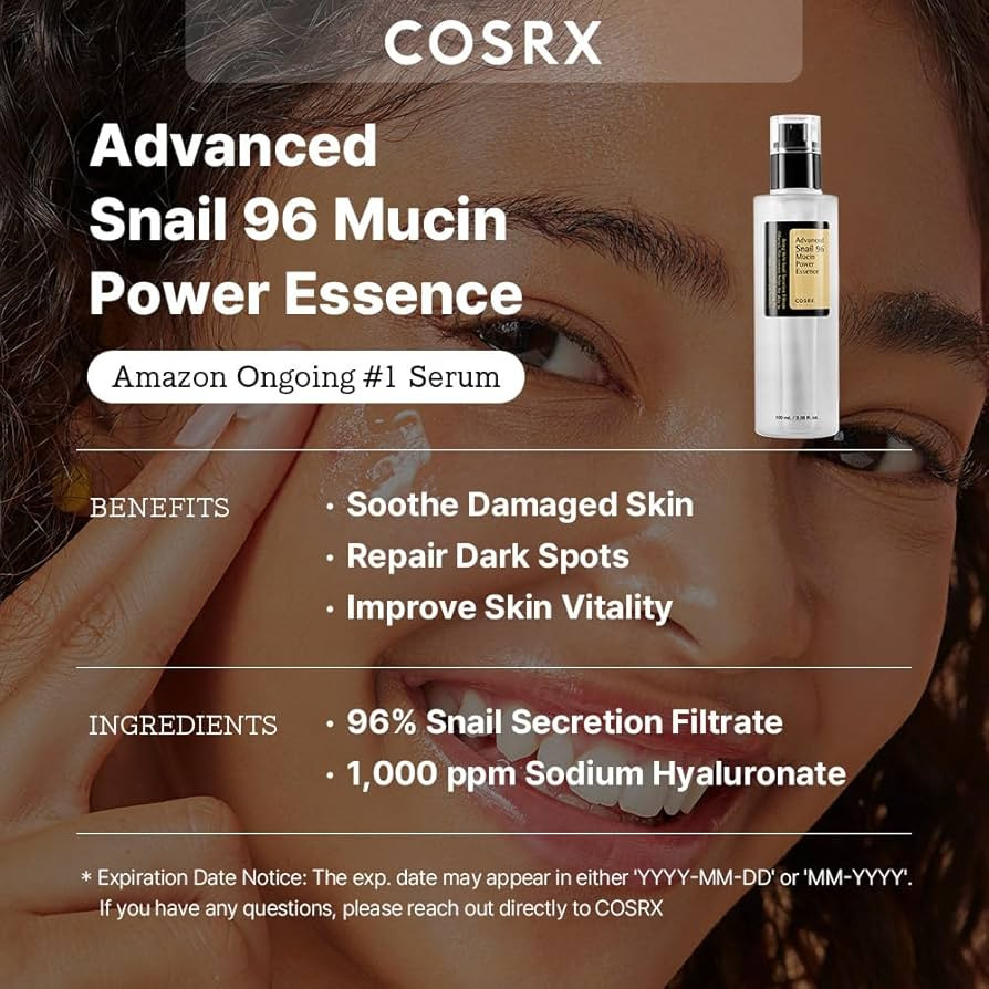 COSRX Snail Mucin 96% Power Repairing Essence 3.38 fl.oz 100ml, Hydrating Serum for Face with Sna... | Amazon (US)