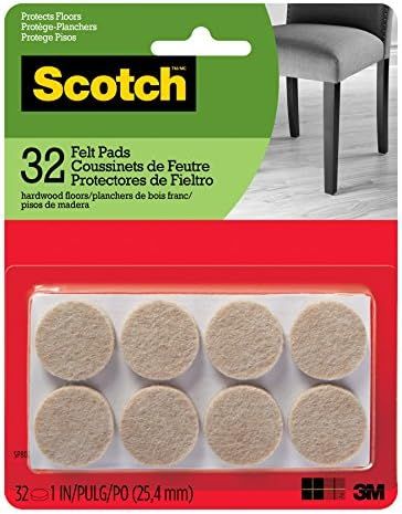 Scotch Felt Pads, Felt Furniture Pads for Protecting Hardwood Floors, Round, 1 in. Diameter, Beig... | Amazon (US)