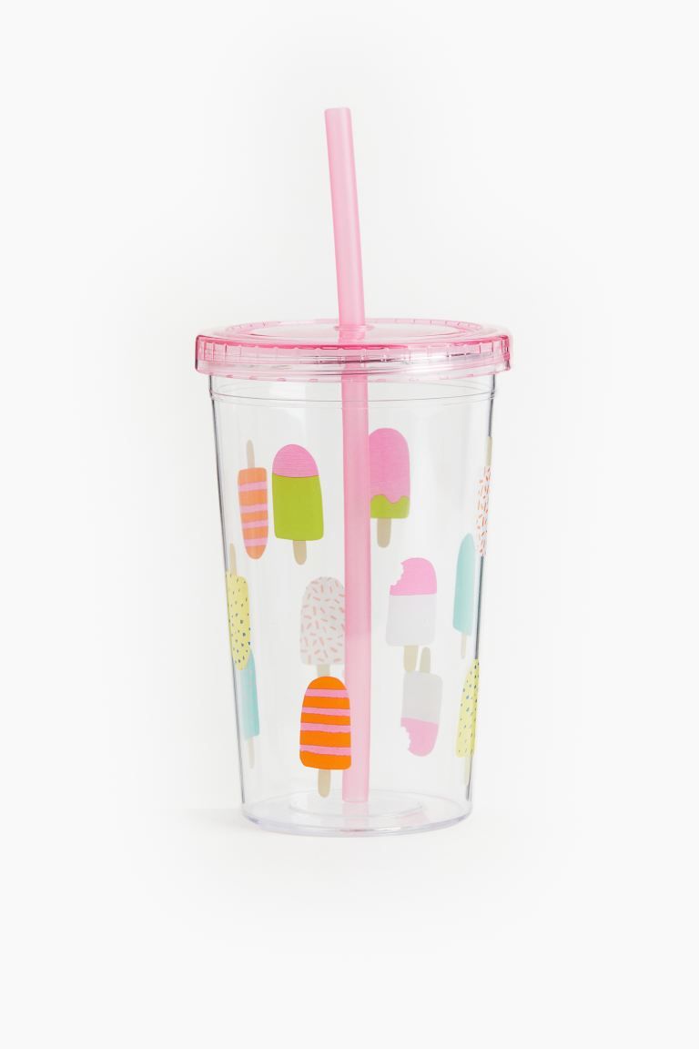 Patterned Plastic Mug with Straw | H&M (US + CA)