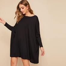 Solid Dolman Sleeve Oversized Dress | SHEIN