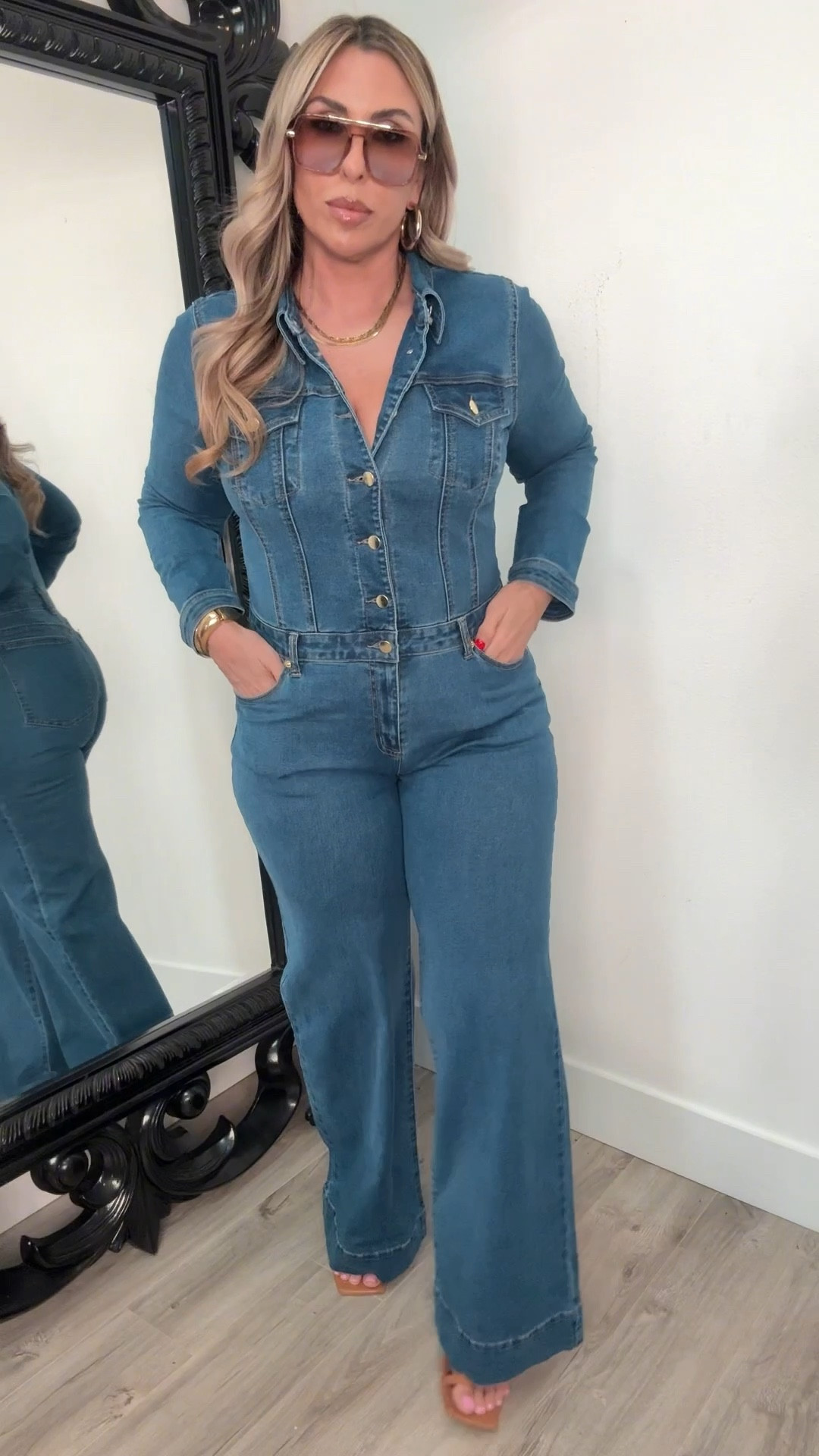 Flattering, snatching and super stretchy denim jumpsuit size L.

I have on a 3 inch heel and the length JUST works on me. 

hoops 50mm

#LTKgrwm #LTKMidsize #LTKootd

#LTKgrwm #LTKMidsize #LTKSpringSale