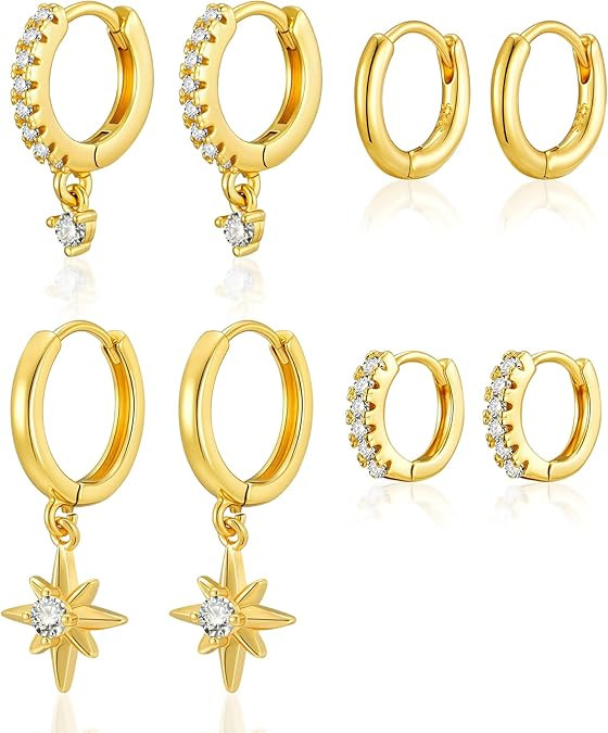 wowshow Gold Hoop Earrings for Women Chunky Hoops 14K Gold Plated Thick Hollow Tube Lightweight E... | Amazon (US)