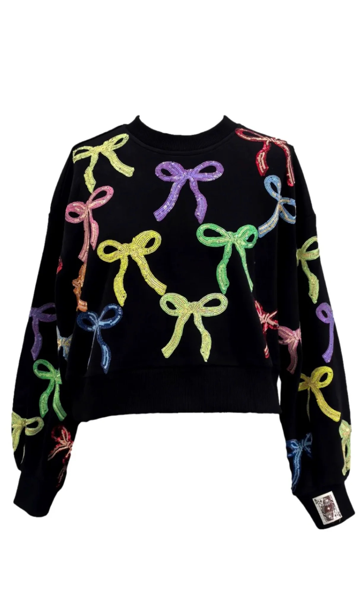 Black Multi Bow Sweatshirt - Queen Of Sparkles Medium | Extremely Refined Boutique