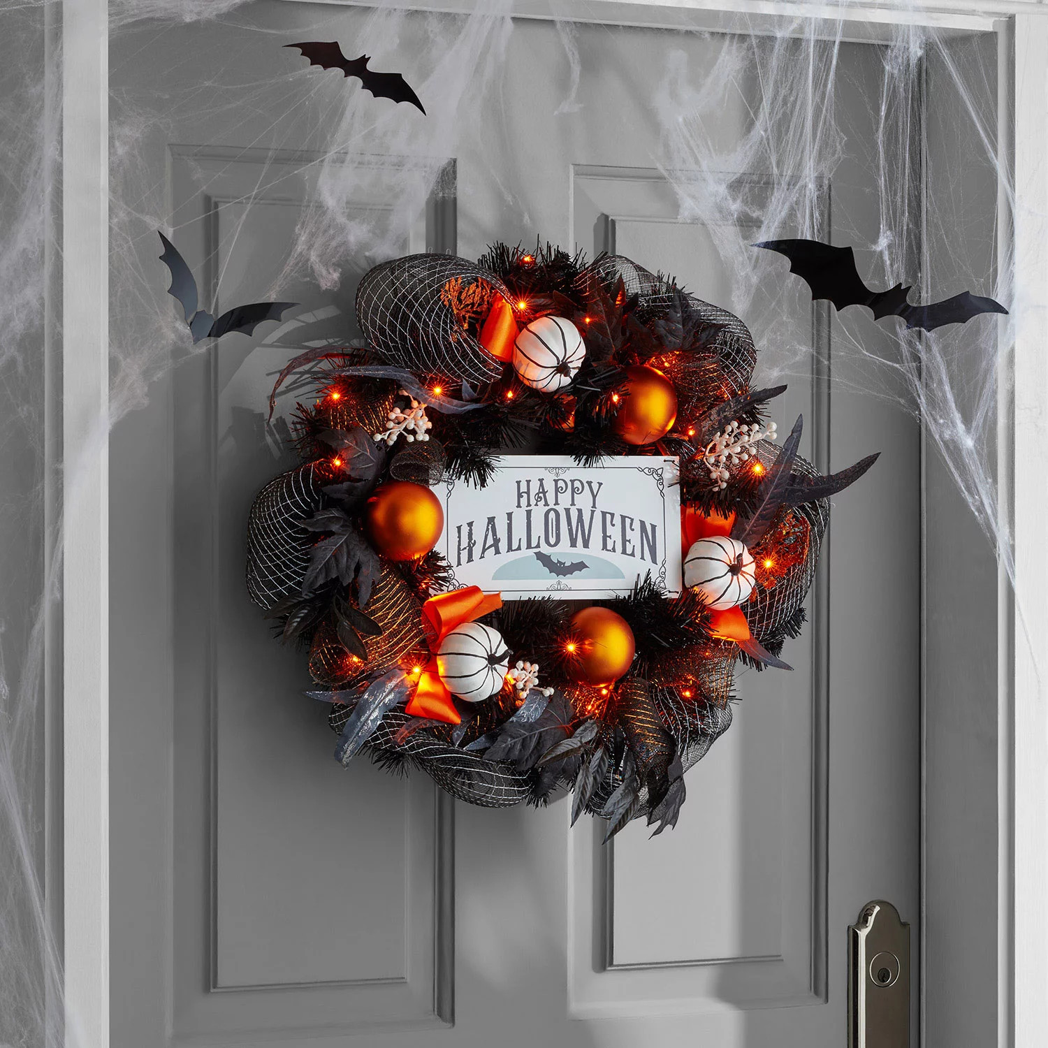 Member's Mark 26" Pre-Lit Halloween Pumpkin Wreath | Sam's Club