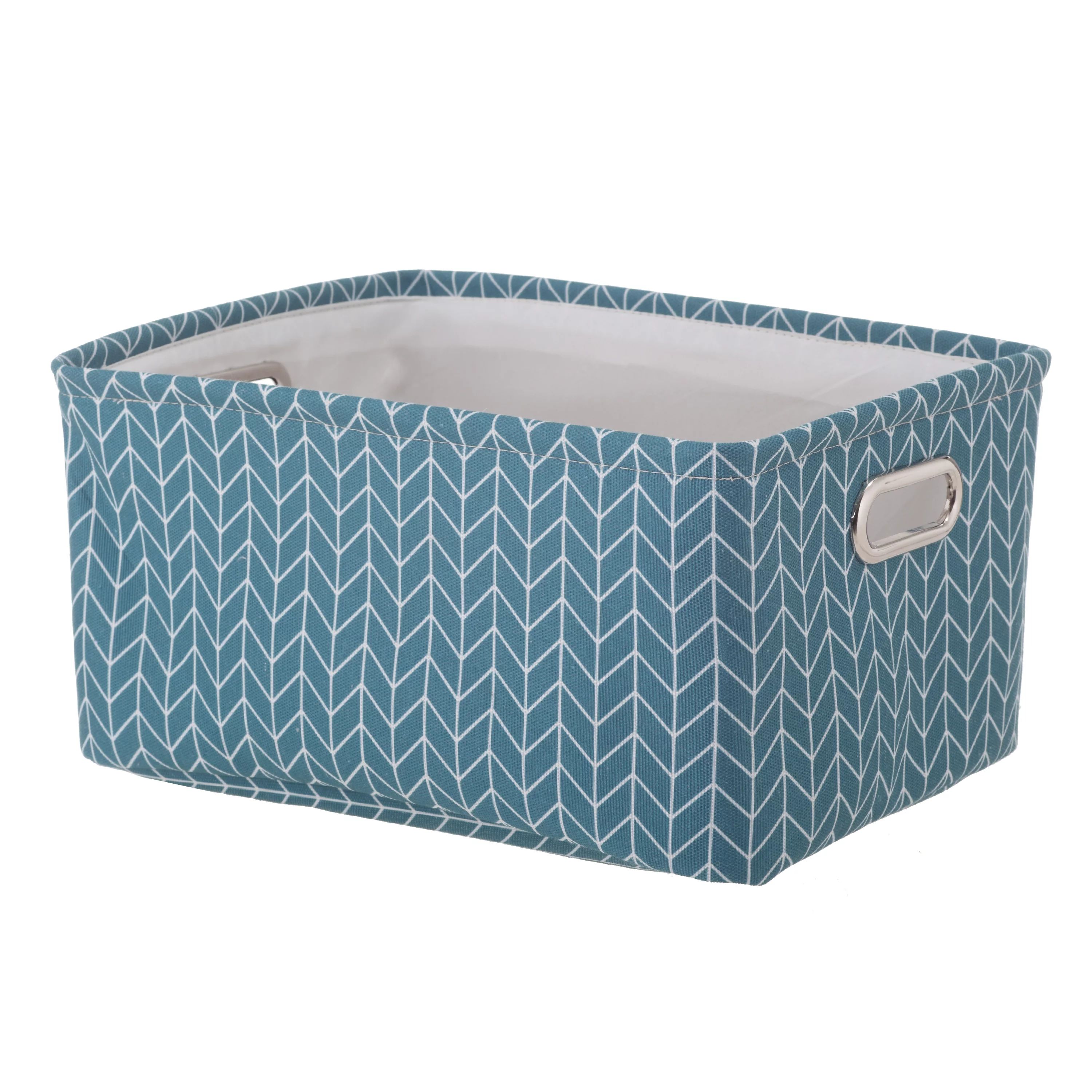 Mainstays Aqua Print Canvas Storage Basket with Handles | Walmart (US)