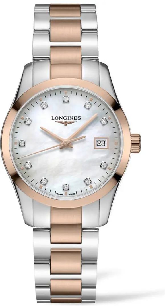 Conquest Classic Diamond Index Bracelet Watch, 34mm | Nordstrom