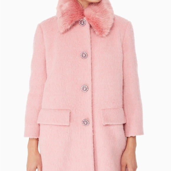 RARE Kate Spade pink coat with fur collar | Poshmark