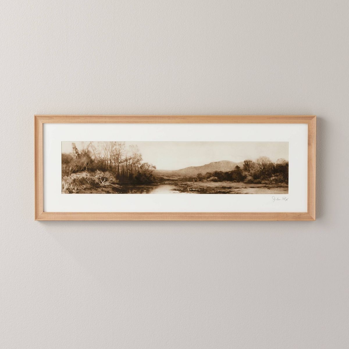 9"x24" Tranquil River Scape Panoramic Framed Wall Art - Hearth & Hand™ with Magnolia | Target