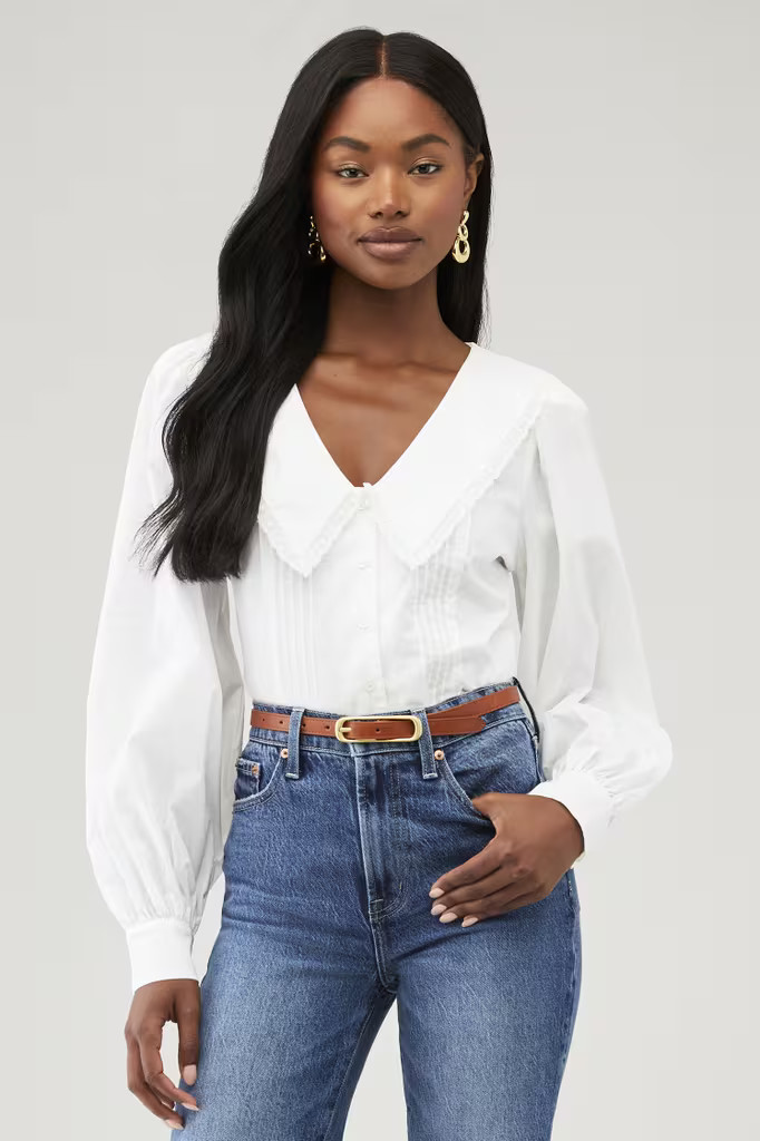 COLLARED LONG SLEEVE BLOUSE | FashionPass
