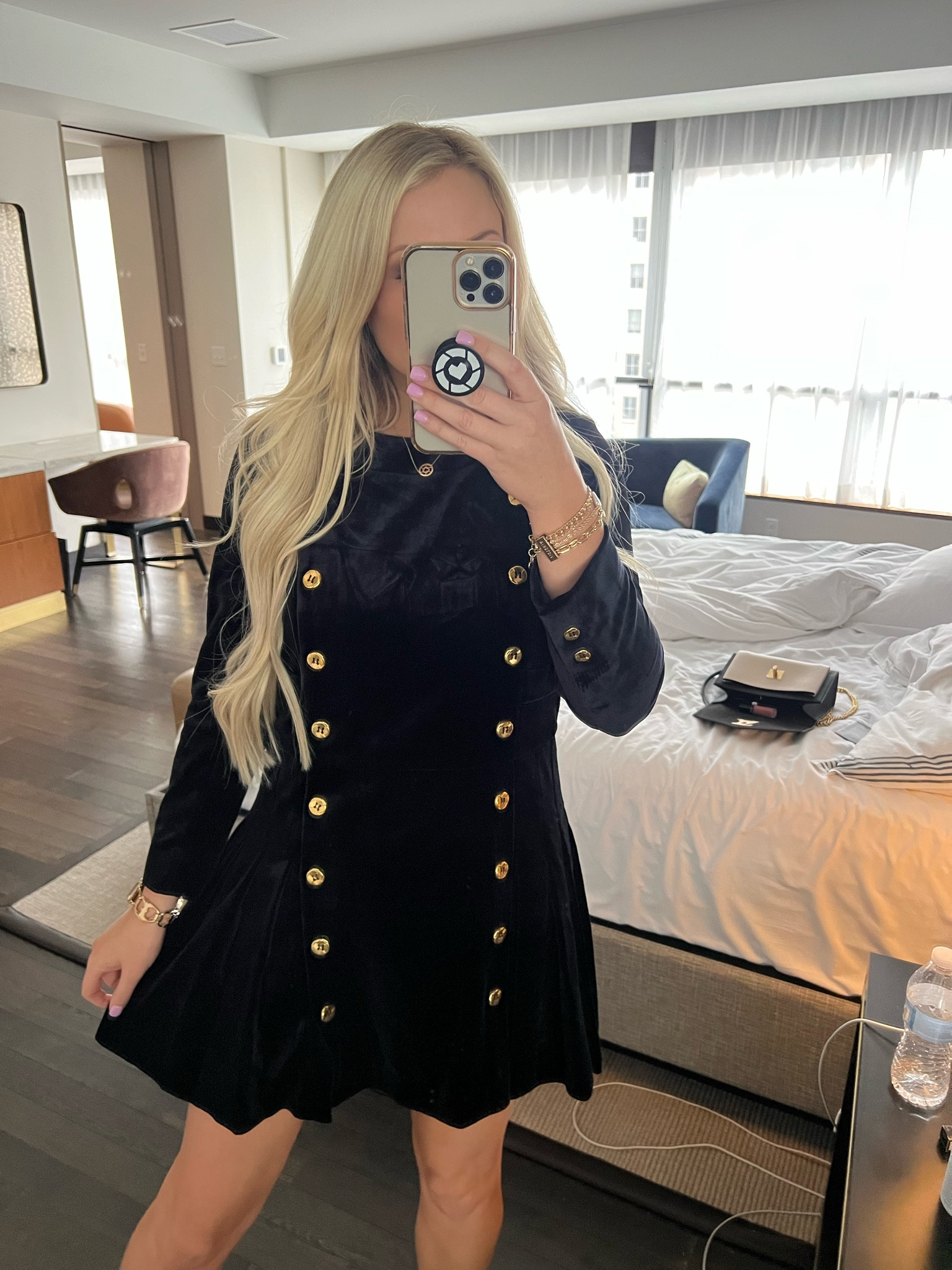 One of my favorite dresses of all time! Fits so Classy!! Wearing a size small! I love that the sleeves are a little bit shorter because they are called bracelet sleeves! The way your jewelry shows! I love that little detail!

Holiday outfit, velvet dress, black dress, gold buttons, 

#LTKStyleTip #LTKSeasonal #LTKParties