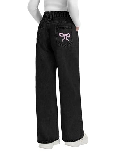 Amazon.com: Fulihug Girls Bow Jeans Baggy Wide Leg High Waist Denim Pants Cute Tween Girls Relaxe... | Amazon (US)