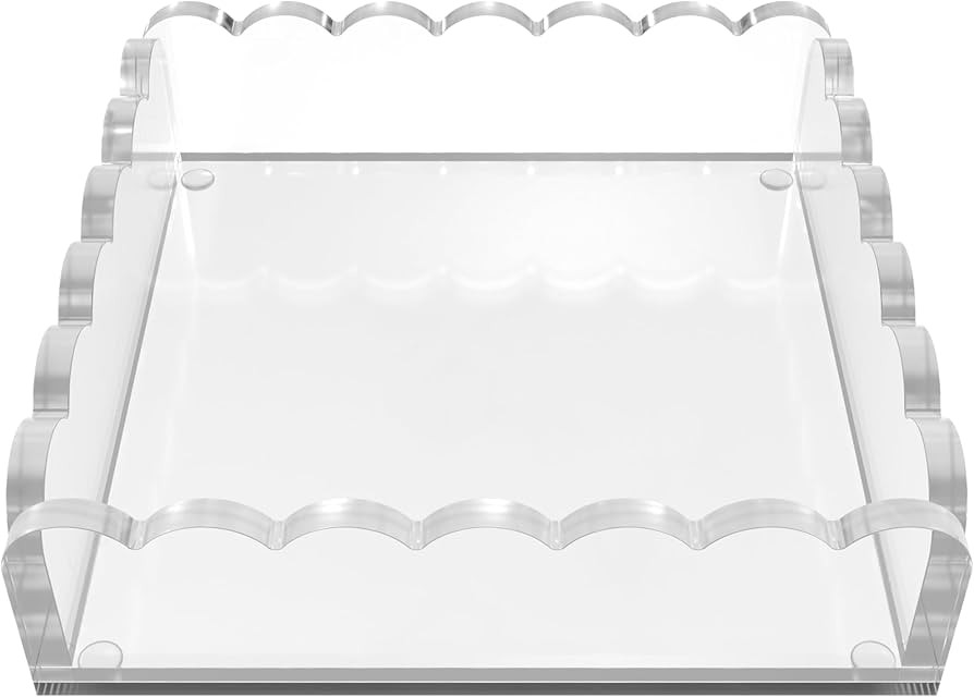 8 x 8 Scalloped Acrylic Tray – Clear Display Tray & Jewelry Organizer, Anti‑Slip Pads, Modern... | Amazon (US)