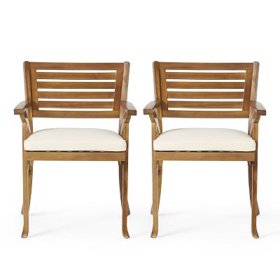 NicBex Outdoor Dining Chairs Set of 2 Wooden Frame Chairs with Upholstered Cushion for Garden,Poolside,Natural | Target