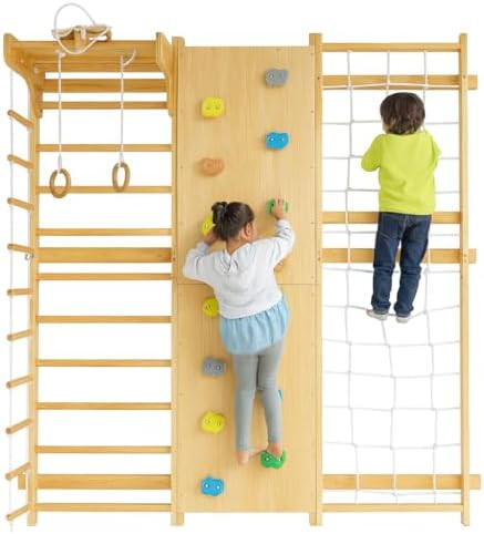 Avenlur Walnut 9-in-1 Swedish Ladder Wall Gym Set | Amazon (US)