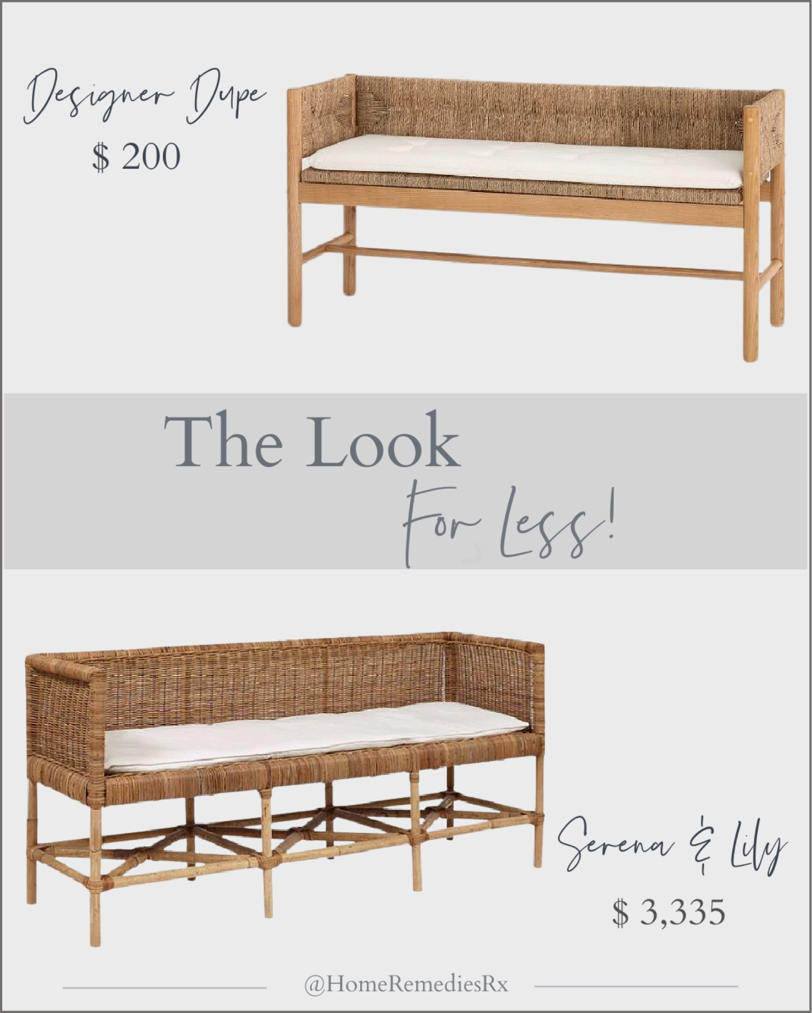 Get the designer look for less! Elden Wood Bench with Woven Back, Odelia Bench, entryway, mudroom, bedroom, living room, family room, den, home office, modern farmhouse, cottage core, organic modern, designer dupe, Target, Serena & Lily, Threshold

#LTKsalealert #LTKhome #LTKFind