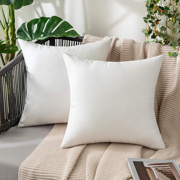 MIULEE Pack of 2 Decorative Outdoor Solid Waterproof Throw Pillow Covers Faux Linen Garden Farmho... | Amazon (US)