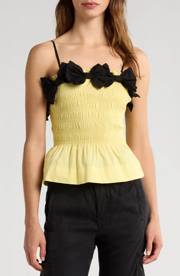 Damson Madder Bea Bow Accent Cotton Peplum Camisole | Nordstrom | Nordstrom