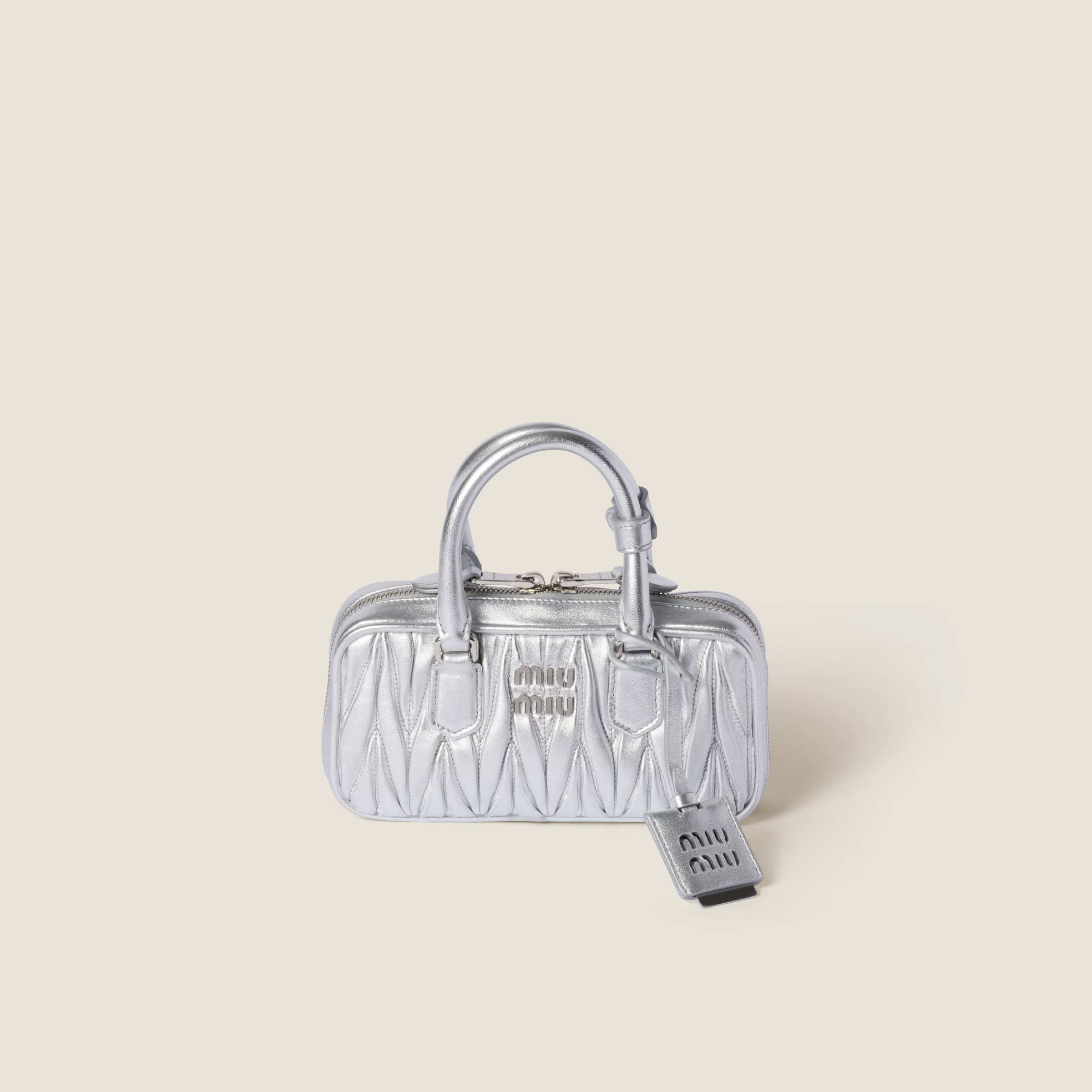 Silver Arcadie Matelassé Nappa Leather Mini-bag | Miu Miu | Miu Miu US