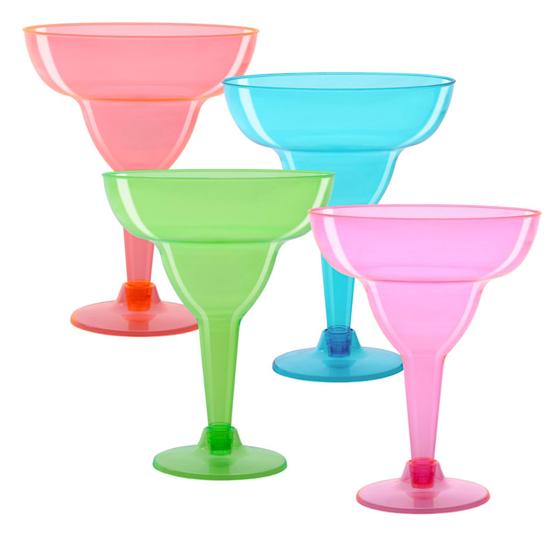 Neon Plastic Margarita Glasses, 12oz | At Home